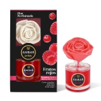 Home fragrances with an artificial flower “Frutos”. Home fragrances. Home diffuser featuring a delicate flower, diffusing a raspberry scent for a delightful fragrance experience