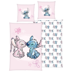 Bedding Set „Angel and Stitch“. Kids bedding, 135x200 cm. Light pink bedding set with blue stitch and pink angel. Bedding Set „Angel and Stitch“. Kids bedding, 135x200 cm. Light pink bedding set with blue stitch and pink angel.