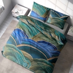 Bedding Set „Artgreen“. Green bedding set, 140x200 cm, 150x200 cm, 160x200 cm, 180x200 cm. Green bedding with artistic patterns