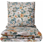 Bedding Set „Aurelian“. Bedding sets 155x200, 140x200 cm, 150x200 cm, 160x200 cm, 180x200 cm, 200x200 cm, 200x220 cm. Bedding set with pastel floral pattern on a greenish background