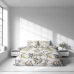 Bedding Set „Auric“. Bedding sets 155x200, 140x200 cm, 150x200 cm, 160x200 cm, 180x200 cm, 200x200 cm, 200x220 cm. Cream bedding set with subtle botanical design.
