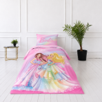 Bedding Set „Barbie“. Kids bedding, 135x200 cm. Pink bedding set with two girls in colourful dresses.