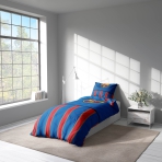 Bedding Set „Barcelona“. Cotton bedding sets, 140x200 cm. Blue bedding with red stripes