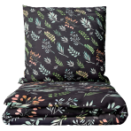 Bedding Set „Silent Canopy“. Bedding sets 155x200, 140x200 cm, 150x200 cm, 160x200 cm, 200x200 cm, 200x220 cm, 220x240 cm. Dark bedding set with botanical pattern
