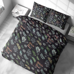 Bedding Set „Silent Canopy“. Bedding sets 155x200, 140x200 cm, 150x200 cm, 160x200 cm, 200x200 cm, 200x220 cm, 220x240 cm. Bedding set with soft green, pink and blue accents
