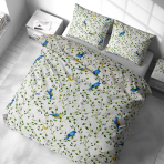 Bedding Set „Birds in Bloom“. Patterned bedding sets, 140x200 cm, 200x200 cm, 200x220 cm, 220x240 cm. Bedding set with beautiful birds and plants, perfect for nature and tranquility lovers.