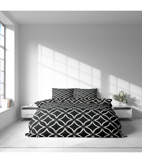 Bedding Set „Black Retro Rings“. Cotton bedding sets