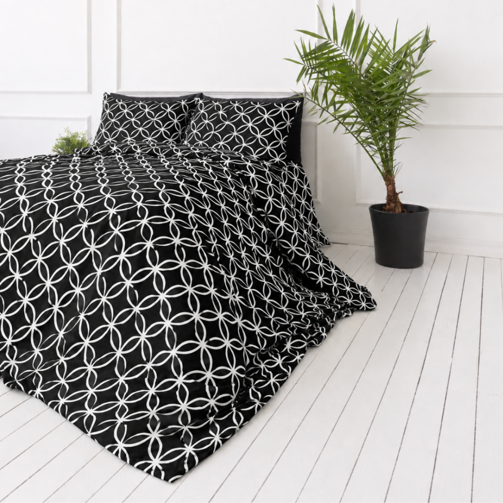 Bedding Set „Black Retro Rings“. Bedding sets 155x200, 140x200 cm, 150x200 cm, 160x200 cm, 180x200 cm, 200x200 cm, 200x220 cm, 220x240 cm Bedding Set „Black Retro Rings“. Bedding sets 155x200, 140x200 cm, 150x200 cm, 160x200 cm, 180x200 cm, 200x200 cm, 200x220 cm, 220x240 cm