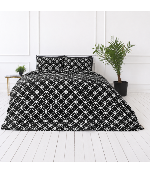 Bedding Set „Black Retro Rings“. Cotton bedding sets