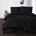Bedding Set „Black Flannel“. Flannel bedding sets, 140x200 cm, 200x200 cm, 200x220 cm. Solid black bedding set