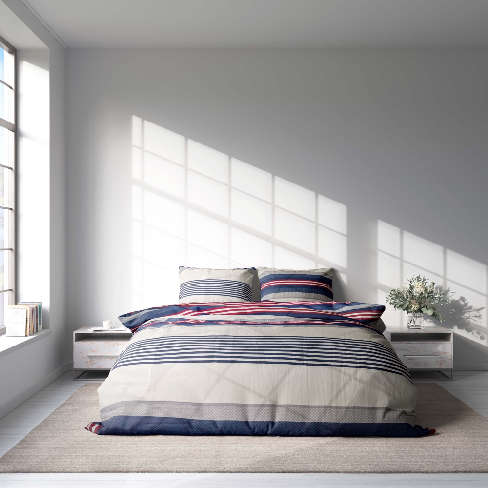 Bedding set “Blaze”. Patterned bedding sets, 140x200 cm, 150x200 cm, 160x200 cm, 200x200 cm, 200x220 cm. Chic grey bedding set featuring sophisticated lines in multiple colors.