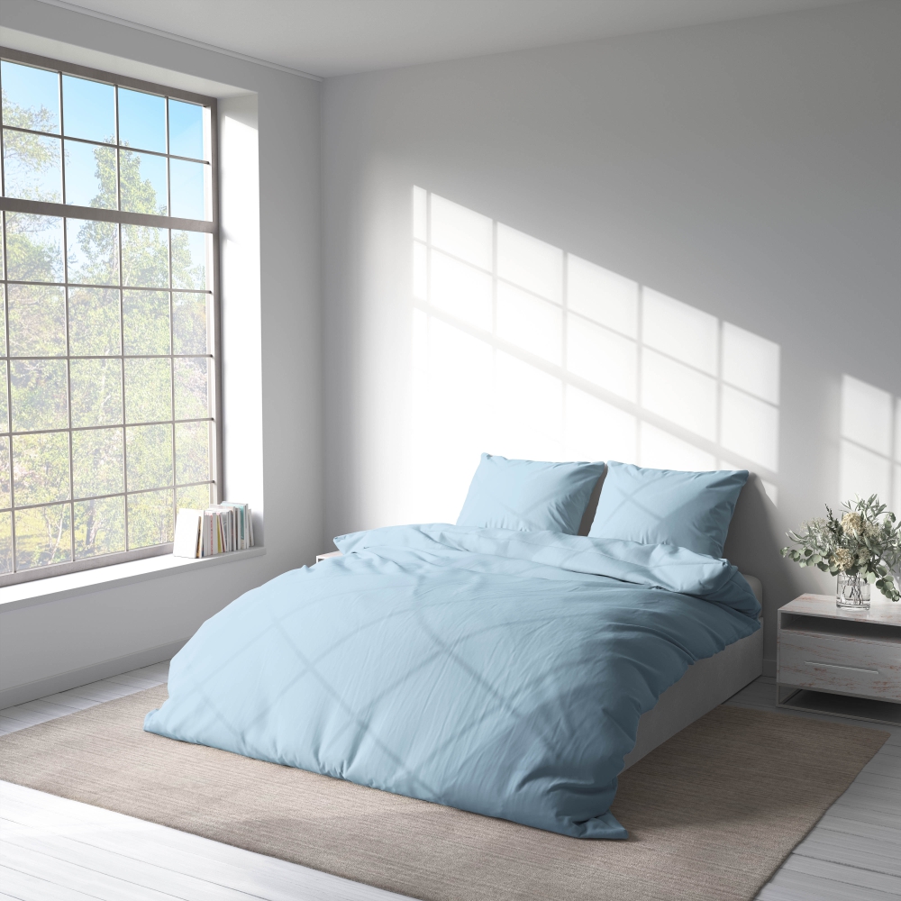 Bedding set “Blizzard”. Bedding sets 135x200, 140x200 cm, 200x200 cm, 200x220 cm, 220x240 cm. Classic light blue bedding set, adding a touch of freshness to your bedroom.