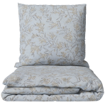 Bedding Set „Blossom“. Patterned bedding sets, 140x200 cm, 200x200 cm, 200x220 cm. Light blue-grey bedding set with a subtle sand botanical pattern.
