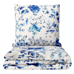 Bedding Set „Blue Fields“. White bedding sets, 140x200 cm, 200x200 cm, 200x220 cm, 220x240 cm