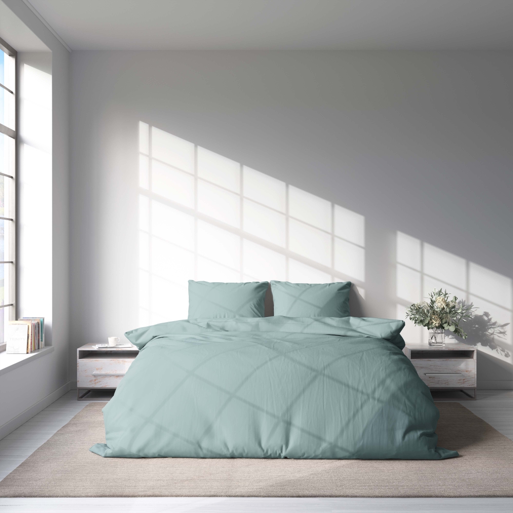 Bedding Set „Blue haze“. Blue bedding sets, 140x200 cm, 200x200 cm, 200x220 cm. Light blue bedding set, offering a refreshing and airy feel to your bedroom with its gentle, peaceful shade.