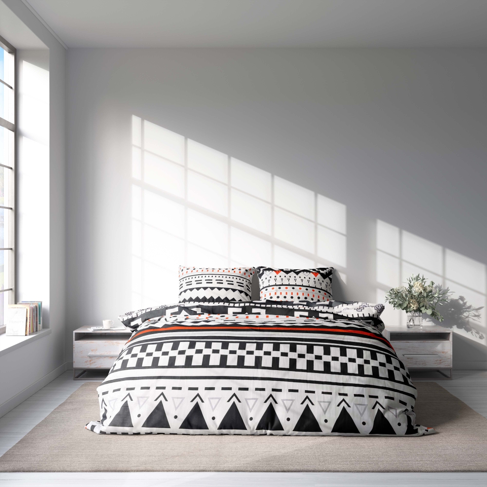 Bedding Set „Geometric Fusion“. Orange bedding sets, 200x220 cm