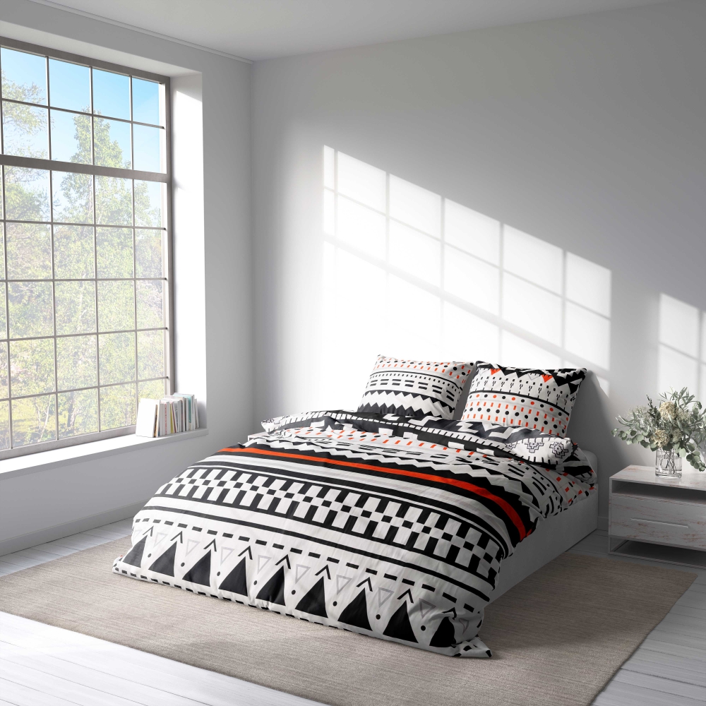 Bedding Set „Geometric Fusion“. Orange bedding sets, 200x220 cm