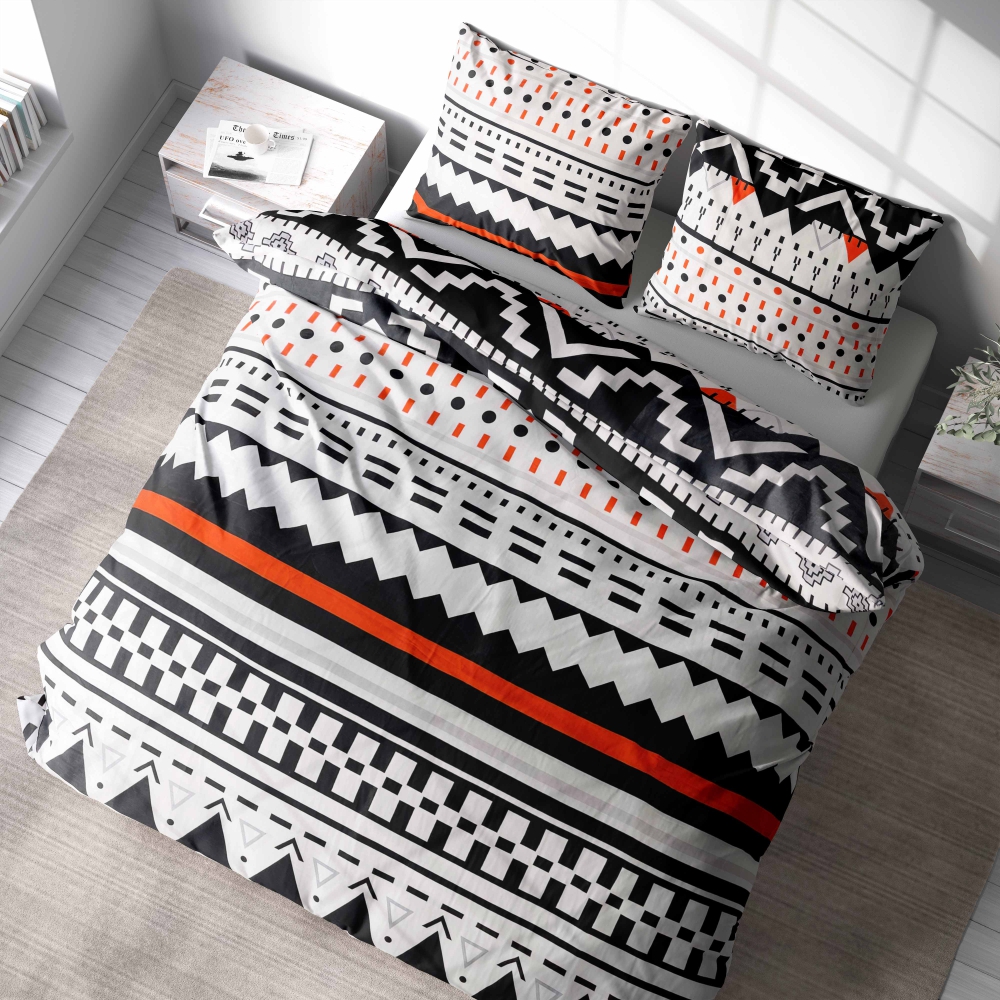 Bedding Set „Geometric Fusion“. Orange bedding sets, 200x220 cm