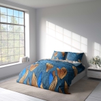Bedding Set „Blufusion“. Bedding sets with plants, 200x220 cm. Luxurious bedding with feather motif