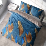 Bedding Set „Blufusion“. Bedding sets with plants, 200x220 cm. Modern bedding design with artistic pattern