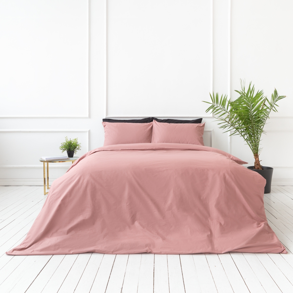 Bedding Set „Brick rose“. Pink bedding, 140x200 cm. Modern bedding set in a warm rosy tone