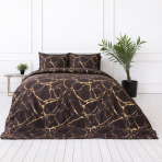 Bedding Set „Bronze Marble“. Bedding sets 155x200, 140x200 cm, 150x200 cm, 160x200 cm, 180x200 cm, 200x200 cm, 200x220 cm, 220x240 cm. Brown bedding set with a subtle yellowish pattern.