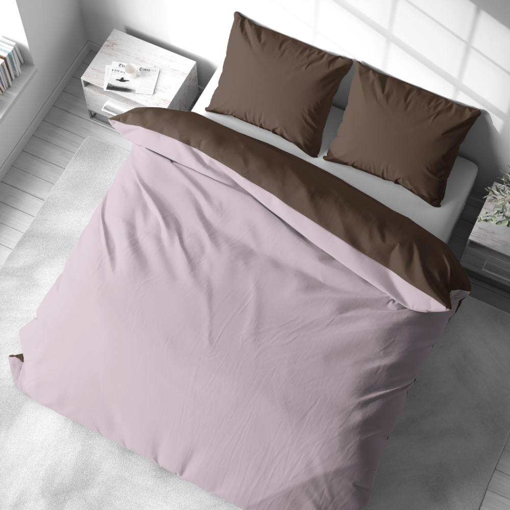 Bedding Set „Brunette Ash Rose“. Bedding sets 155x200, 140x200 cm, 150x200 cm, 160x200 cm, 180x200 cm, 200x200 cm, 200x220 cm, 220x240 cm. Minimalist brown bedding set without pattern