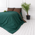 Bedding Set „Brunette Juniper“. Bedding sets 155x200, 140x200 cm, 150x200 cm, 160x200 cm, 180x200 cm, 200x200 cm, 200x220 cm, 220x240 cm. Luxurious dark green bedding set with brown details.