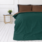 Bedding Set „Brunette Juniper“. Bedding sets 155x200, 140x200 cm, 150x200 cm, 160x200 cm, 180x200 cm, 200x200 cm, 200x220 cm, 220x240 cm. Deep green bedding set with chocolate brown accents.