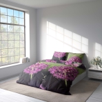 Bedding Set „Burdock“. Bedding sets with plants, 140x200 cm, 150x200 cm, 160x200 cm, 180x200 cm, 200x200 cm, 200x220 cm. Bold burdock patterns adorn this dark and light green bedding set for a unique style