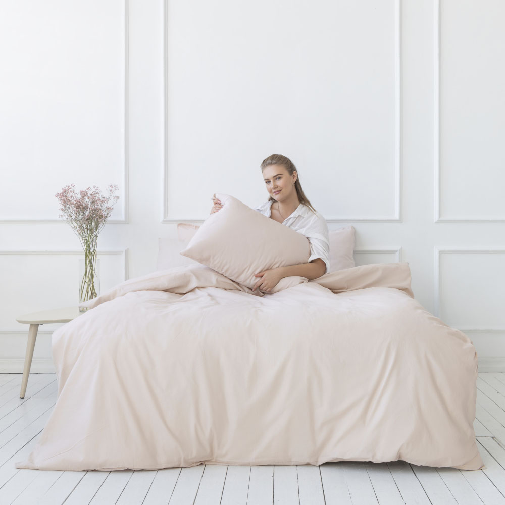 Bedding Set „Classic seashell“. Bedding sets 155x200, 140x200 cm, 160x200 cm, 200x200 cm, 200x220 cm, 220x240 cm. Neutral bedding set for a peaceful bedroom look.