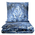 Bedding Set „Cosmic Blue“. Bedding sets 155x200, 140x200 cm, 150x200 cm, 160x200 cm, 180x200 cm, 200x200 cm, 200x220 cm, 220x240 cm. Bedding set with a blue marble pattern and golden accents.