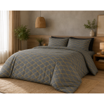 Bedding Set „Cross“. Bedding sets 155x200, 140x200 cm, 150x200 cm, 160x200 cm, 180x200 cm, 200x200 cm, 200x220 cm. Grey bedding set with a gold geometric pattern. Bedding Set „Cross“. Bedding sets 155x200, 140x200 cm, 150x200 cm, 160x200 cm, 180x200 cm, 200x200 cm, 200x220 cm. Grey bedding set with a gold geometric pattern.