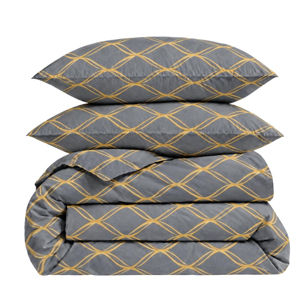 Bedding Set „Cross“. Gray bedding sets, 140x200 cm, 150x200 cm, 160x200 cm, 180x200 cm, 200x200 cm, 200x220 cm. Grey bedding set with light brownish sand-colored oval patterns, creating a modern and stylish look for any bedroom. Bedding Set „Cross“. Gray bedding sets, 140x200 cm, 150x200 cm, 160x200 cm, 180x200 cm, 200x200 cm, 200x220 cm. Grey bedding set with light brownish sand-colored oval patterns, creating a modern and stylish look for any bedroom.