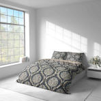 Bedding Set „Arcadia“. Green bedding set, 140x200 cm, 150x200 cm, 160x200 cm, 180x200 cm, 200x200 cm, 200x220 cm. Dark grey bedding set adorned with elegant ornament pattern, perfect for adding a touch of class to your room.