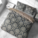 Bedding Set „Arcadia“. Green bedding set, 140x200 cm, 150x200 cm, 160x200 cm, 180x200 cm, 200x200 cm, 200x220 cm. Elevate your bedroom decor with this dark grey bedding set, highlighted by a beautiful ornament design.