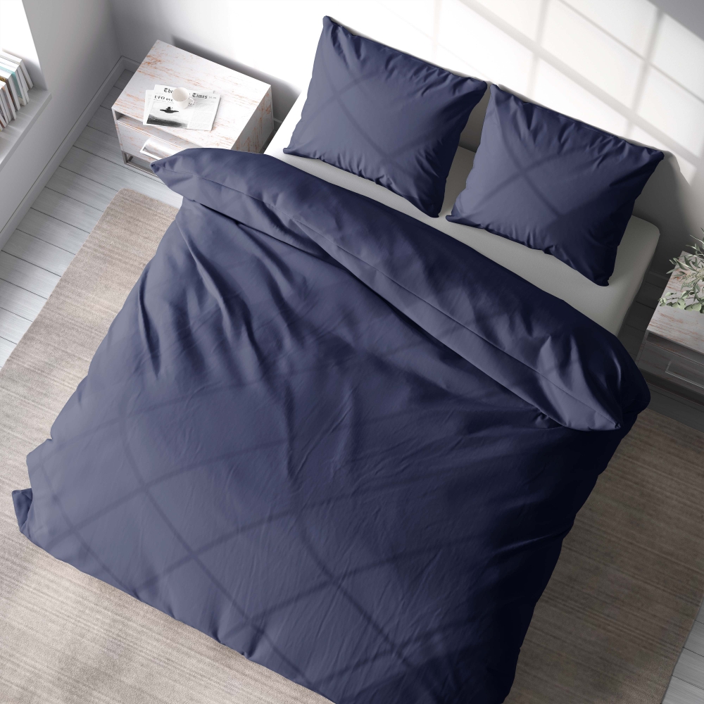 Bedding Set „Deep cobalt“. Blue bedding sets, 140x200 cm, 200x200 cm, 200x220 cm. Luxurious navy bedding set for a cozy retreat.