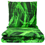 Bedding Set „Dewdrop“. Green bedding set, 140x200 cm, 200x200 cm, 200x220 cm. Bedding set with a dewdrop-covered grass pattern.