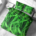 Bedding Set „Dewdrop“. Green bedding set, 140x200 cm, 200x200 cm, 200x220 cm. Bedding set inspired by a fresh morning with grass covered in dew.