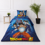 Bedding Set „Dragon Ball Super“. Kids bedding, 135x200 cm. Reversible blue dragon ball super design with character motifs and orange, white and dark blue symbols Bedding Set „Dragon Ball Super“. Kids bedding, 135x200 cm. Reversible blue dragon ball super design with character motifs and orange, white and dark blue symbols