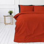 Bedding Set „Dry Tomato“. Bedding sets 155x200, 140x200 cm, 150x200 cm, 160x200 cm, 180x200 cm, 200x200 cm, 200x220 cm, 220x240 cm. Rich brownish-red bedding with a minimalist and uniform appearance.