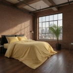 Bedding Set „Fall leaf“. Yellow bedding, 140x200 cm, 200x200 cm, 200x220 cm. Luxurious mustard-yellow bedding set with a warm, rich golden hue and subtle earthy tones – a bold yet cozy colour that brings energy and elegance to the bedroom. Bedding Set „Fall leaf“. Yellow bedding, 140x200 cm, 200x200 cm, 200x220 cm. Luxurious mustard-yellow bedding set with a warm, rich golden hue and subtle earthy tones – a bold yet cozy colour that brings energy and elegance to the bedroom.