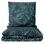 Bedding Set „Fern Whisper“. Green bedding set, 140x200 cm, 150x200 cm, 160x200 cm, 180x200 cm, 200x200 cm, 200x220 cm, 220x240 cm. Bedding set in rich dark green adorned with delicate fern leaves, perfect for a tranquil and nature-inspired bedroom.