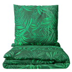 Bedding Set „Fern“. Bedding sets with plants, 140x200 cm, 150x200 cm, 160x200 cm, 180x200 cm, 200x200 cm, 200x220 cm. Luxurious dark green bedding with oversized fern pattern for a touch of nature indoors