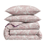 Bedding Set „Fiery“. Purple bedding, 140x200 cm, 200x200 cm, 200x220 cm. Bedding set with a pink classic landscape pattern and a rosy geometric accent. Bedding Set „Fiery“. Purple bedding, 140x200 cm, 200x200 cm, 200x220 cm. Bedding set with a pink classic landscape pattern and a rosy geometric accent.