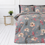 Bedding Set „Fleurine“. Bedding sets 155x200, 140x200 cm, 150x200 cm, 160x200 cm, 180x200 cm, 200x200 cm, 200x220 cm, 220x240 cm. Grey floral-pattern bedding set with soft pink accents Bedding Set „Fleurine“. Bedding sets 155x200, 140x200 cm, 150x200 cm, 160x200 cm, 180x200 cm, 200x200 cm, 200x220 cm, 220x240 cm. Grey floral-pattern bedding set with soft pink accents