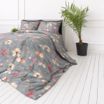 Bedding Set „Fleurine“. Bedding sets 155x200, 140x200 cm, 150x200 cm, 160x200 cm, 180x200 cm, 200x200 cm, 200x220 cm, 220x240 cm. Grey bedding set decorated with pastel floral motifs Bedding Set „Fleurine“. Bedding sets 155x200, 140x200 cm, 150x200 cm, 160x200 cm, 180x200 cm, 200x200 cm, 200x220 cm, 220x240 cm. Grey bedding set decorated with pastel floral motifs