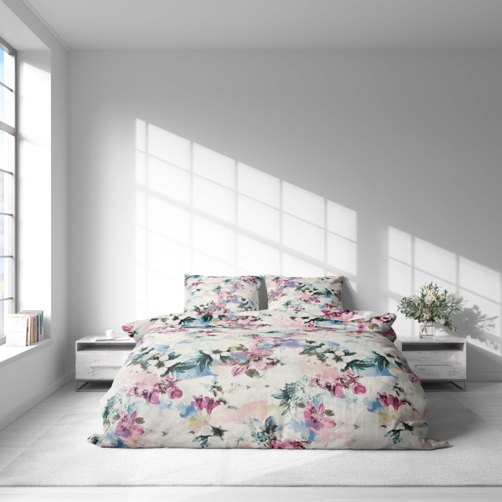 Bedding Set „Flowery Mosaic“. Purple bedding, 140x200 cm, 200x200 cm, 200x220 cm