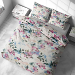Bedding Set „Flowery Mosaic“. Purple bedding, 140x200 cm, 200x200 cm, 200x220 cm. Bedding set with bright floral patterns that creates a fresh and light atmosphere.
