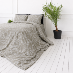 Bedding Set „Folk Harmony“. Bedding sets 135x200, 140x200 cm, 200x200 cm, 200x220 cm. Green and white flowers with an ethnic pattern on a beige bedding set, creating a calm atmosphere. Bedding Set „Folk Harmony“. Bedding sets 135x200, 140x200 cm, 200x200 cm, 200x220 cm. Green and white flowers with an ethnic pattern on a beige bedding set, creating a calm atmosphere.